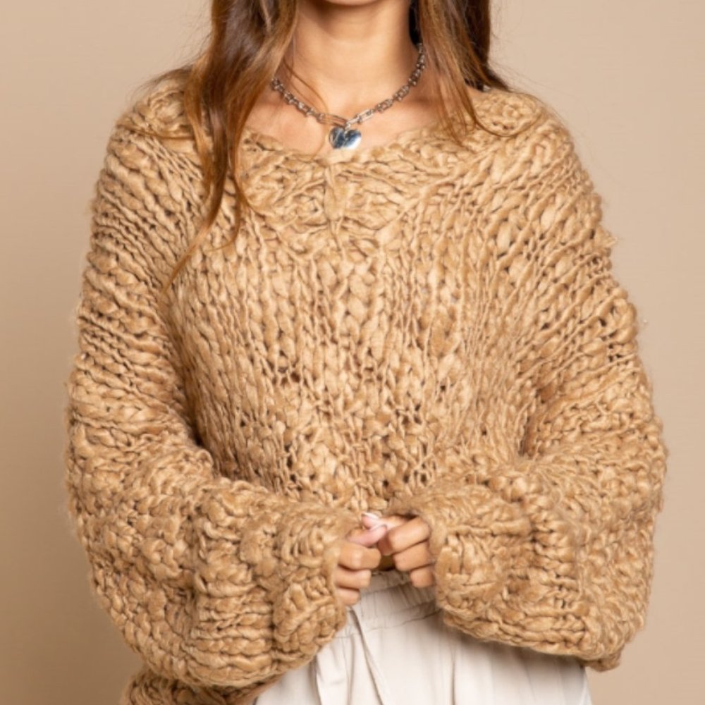 Cashmere Look Knit V Neck Sweater